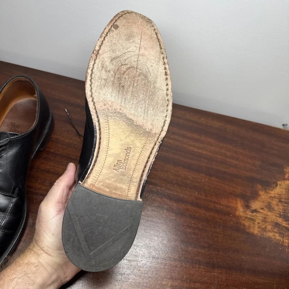 Allen Edmunds Delray Black Split Toe Oxford Dress Shoes Leather Size 10B (1208)